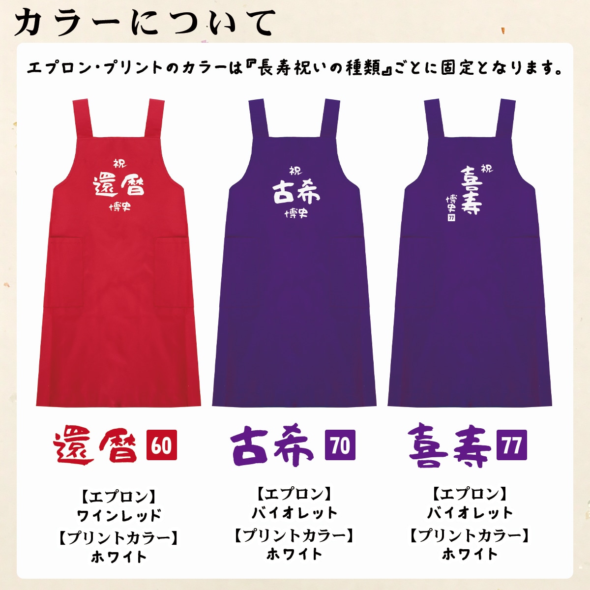6×3種類の中から選べるテンプレート。還暦・古希・喜寿のお祝いにお