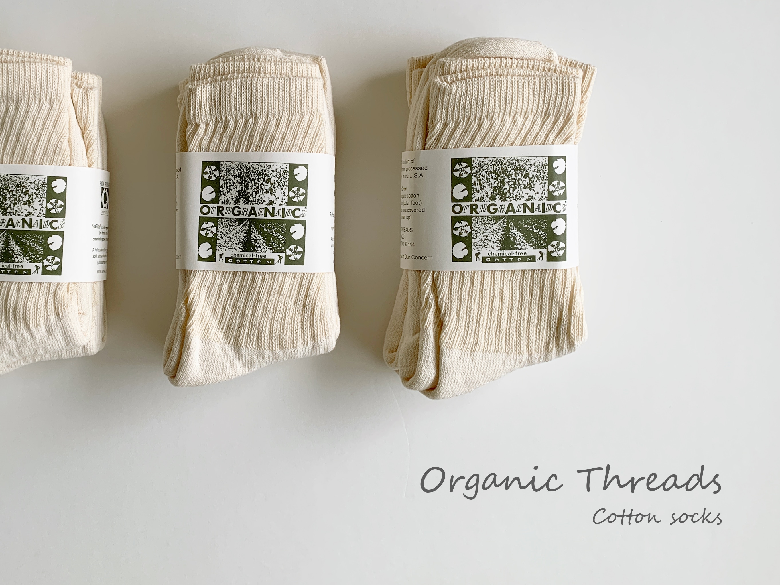 ORGANIC THREADS オーガニックスレッズ クルーソックス 3パック 