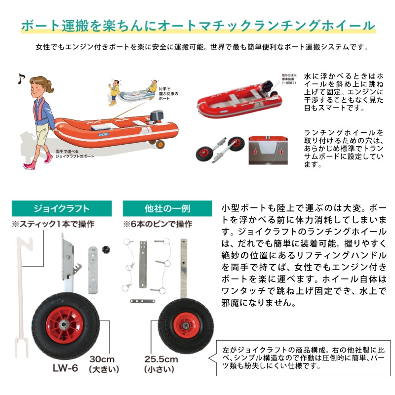 ボート運搬も楽ちん！オートマチックランチングホイール