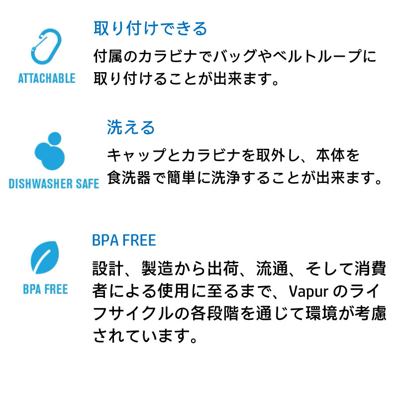 vapur アンチボトルの特徴 取付できる 洗える BEA FREE