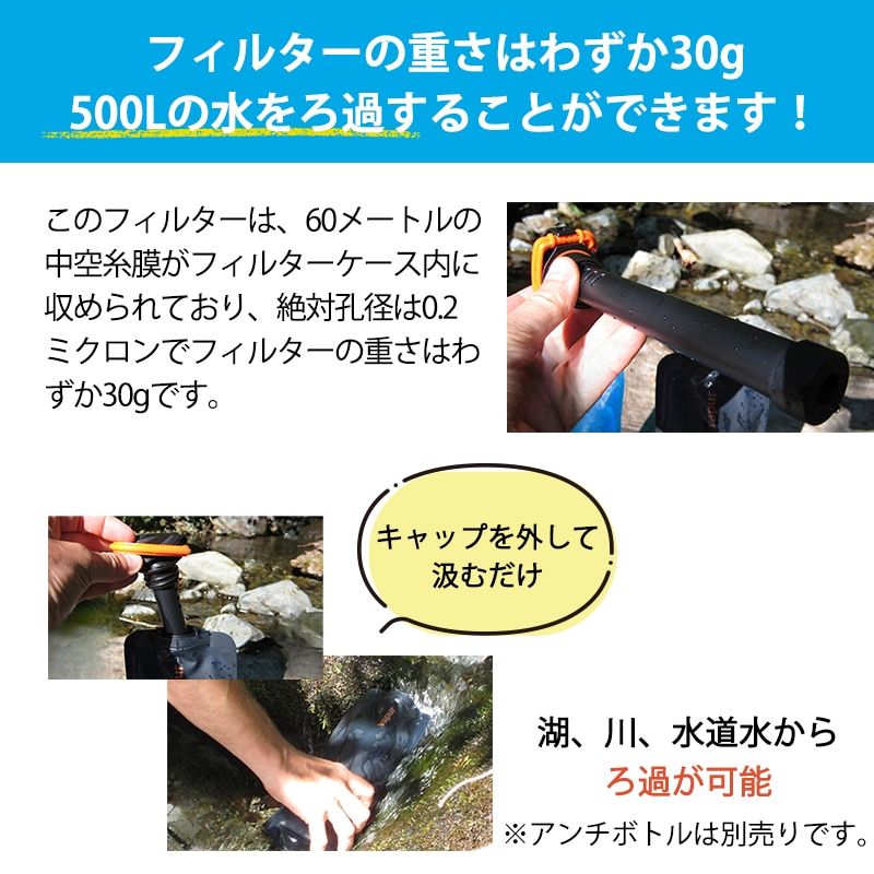 約500Lの水をろ過することができます
