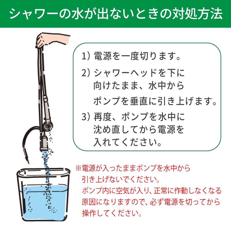 シャワーの水が出ないときの対処方法