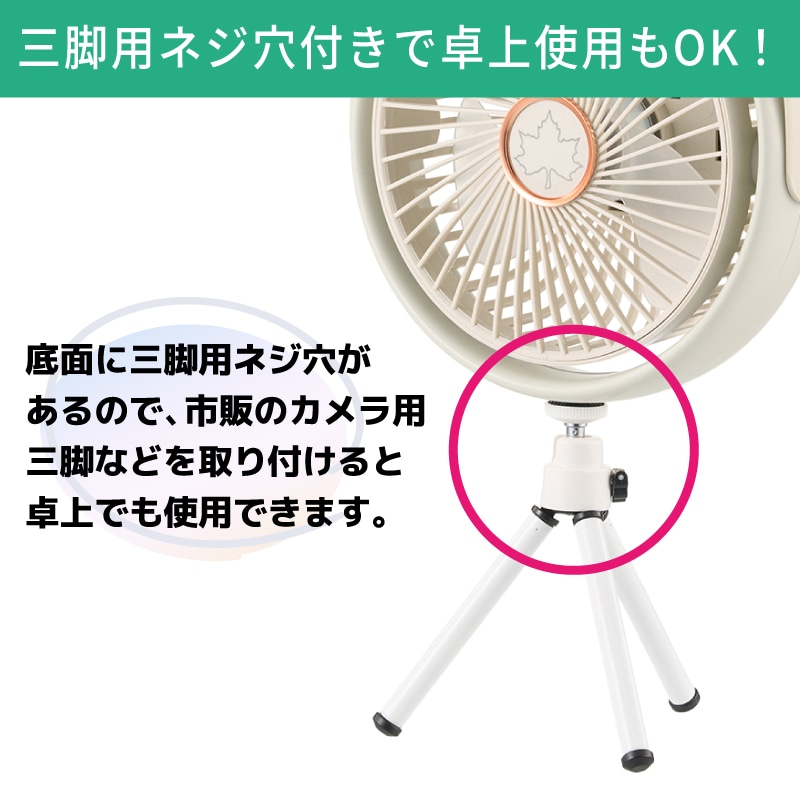 三脚用ネジ穴付き。卓上でも使える