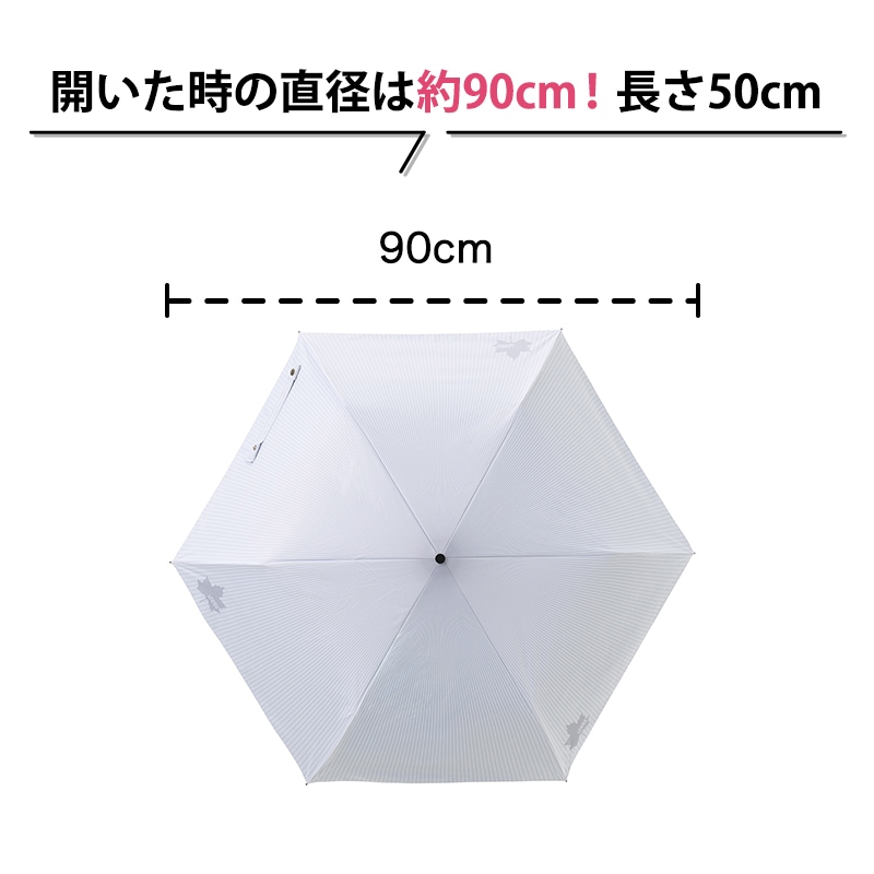 開いた時の直径は約90cm。長さ50cm