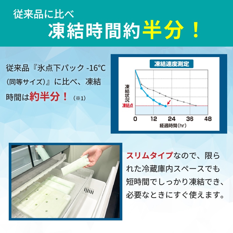 特徴：従来品に比べ凍結時間短縮