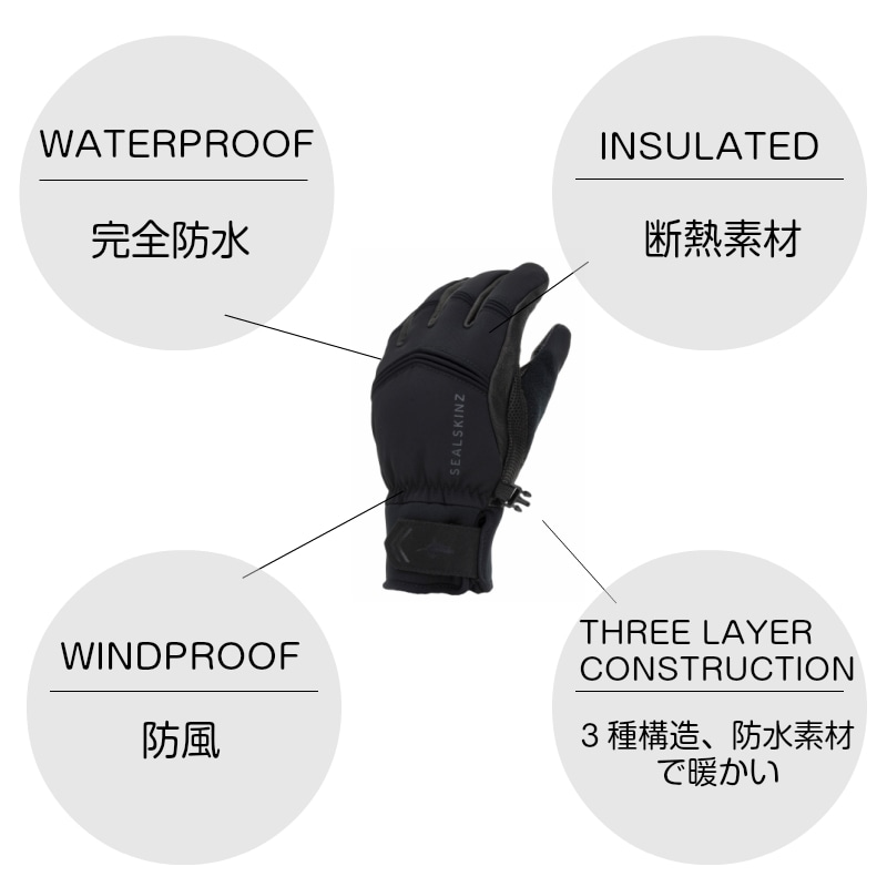 完全防水、断熱素材、防風、3種構造、防水素材で暖かい