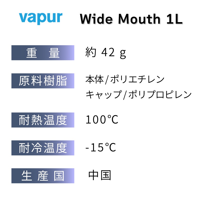 vapur ヴェイパー アンチボトル Wide Mouth 1L