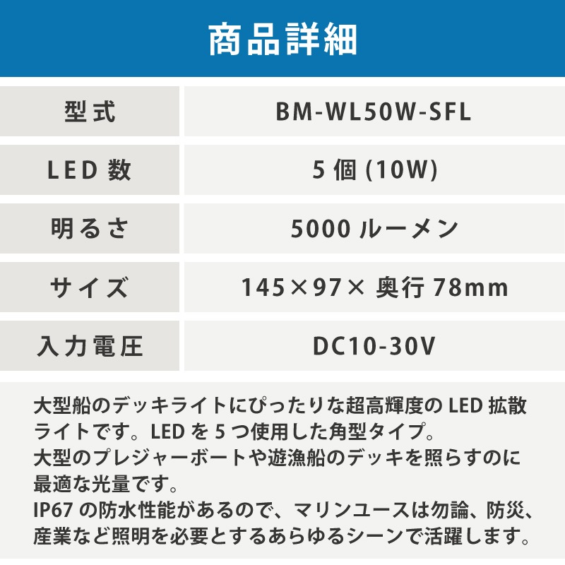 BMO JAPAN 防水LEDスプレッダー 拡散 ライト BM-WL50W-SFL
