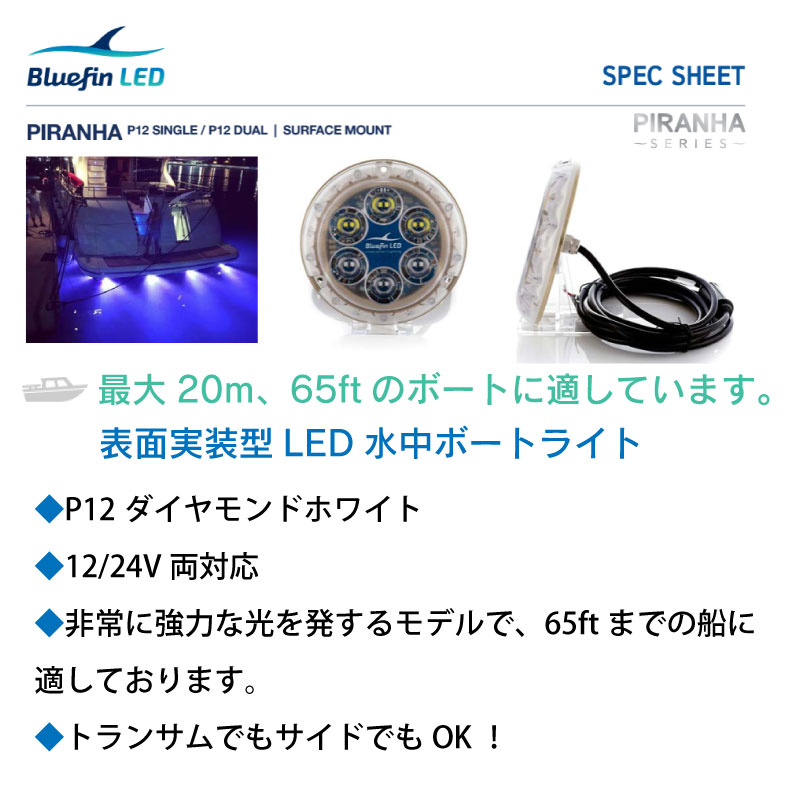 Bluefin LED Piranha P12 ダイヤモンドホワイト 水中ライト