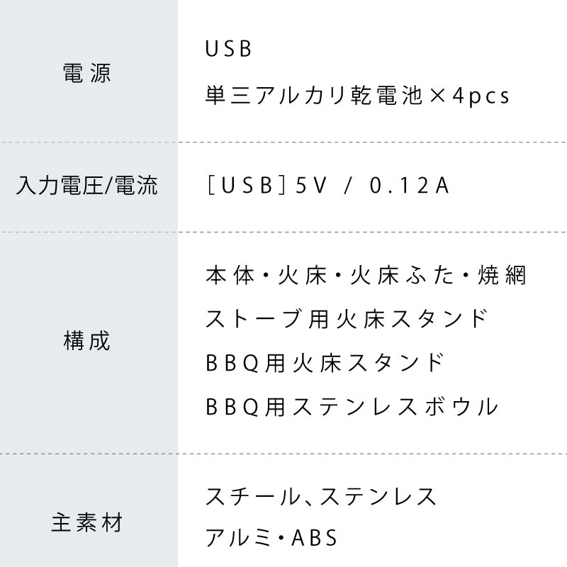 LOGOS ロゴス 無煙 メシ暖房グリル 製品スペック２