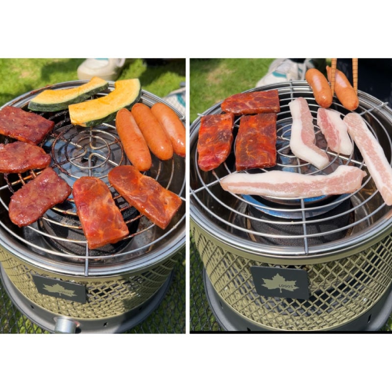 LOGOS ロゴス 無煙 メシ暖房グリル　BBQ例写真
