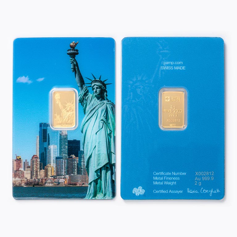 純金貨 24金リバティインゴット（自由の女神像）ゴールドバー 2g