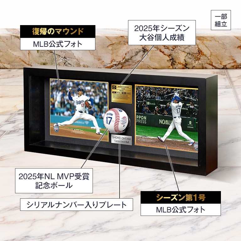 世界限定2025セット 大谷翔平 2025 MVP獲得記念サイン入りボール額装