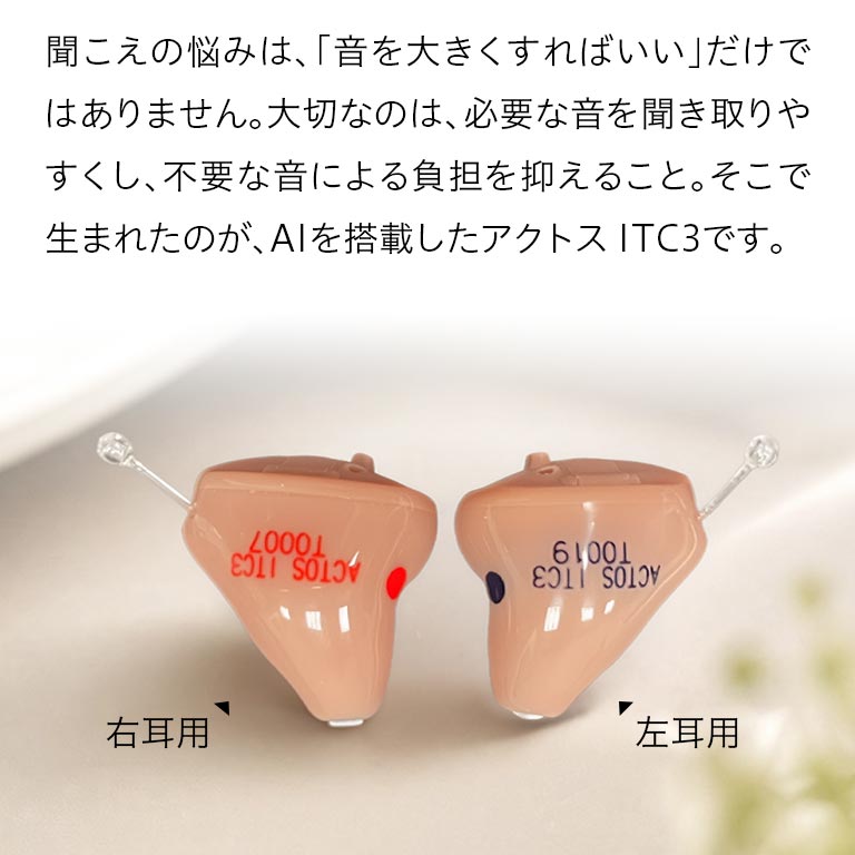 アクトス AI搭載 耳穴型補聴器 Actos ITC3 片耳｜nihonchokuhan(日本