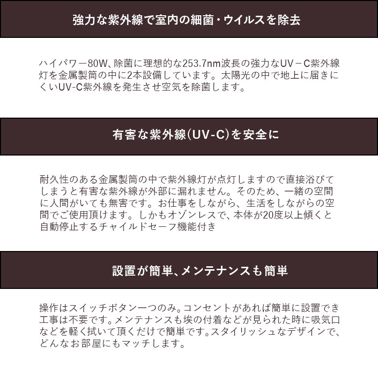 直送】UVエアクリーンタワー 空気循環式紫外線除去菌機【通常】｜新聞