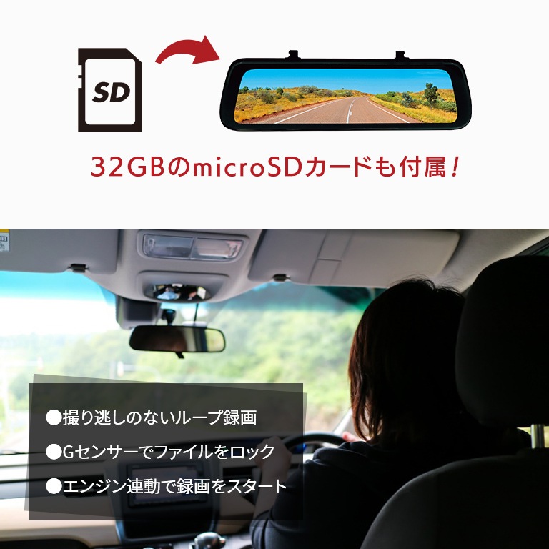 フルサイズミラー型リアカメラ付ドライブレコーダー【通常】｜新聞 
