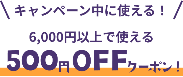 キャンペーン中に使える！6,000円以上で使える500円オフクーポン！