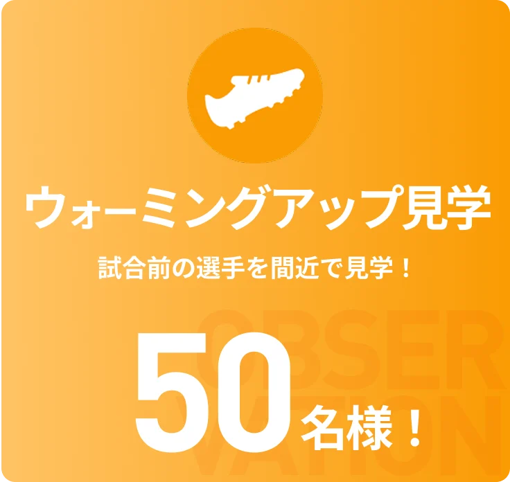 ウォームアップ見学 試合前の選手を間近で見学！ 55名様