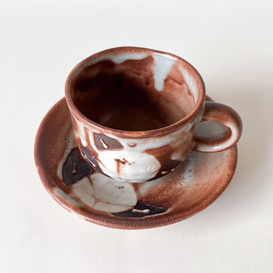 匠魅 窯変コーヒー 赤志野 TAKUMI Kiln-Change Coffee Cup & Saucer