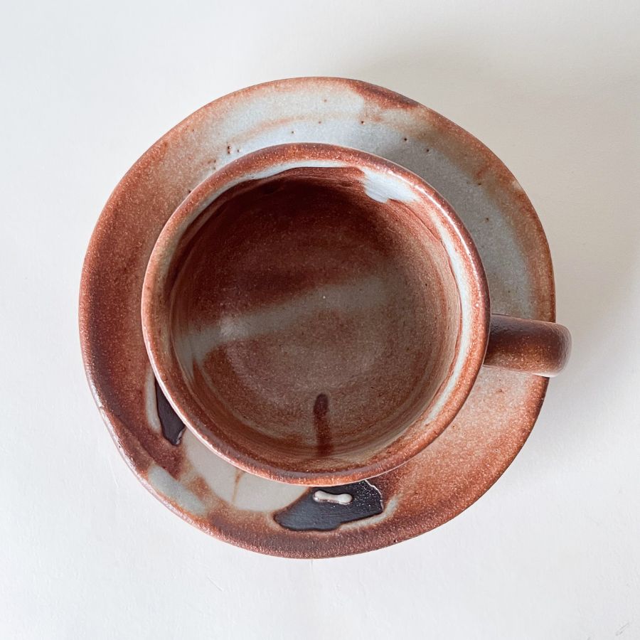 匠魅 窯変コーヒー 赤志野 TAKUMI Kiln-Change Coffee Cup & Saucer