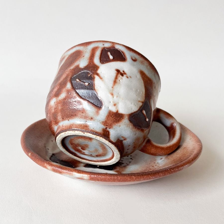 匠魅 窯変コーヒー 赤志野 TAKUMI Kiln-Change Coffee Cup & Saucer