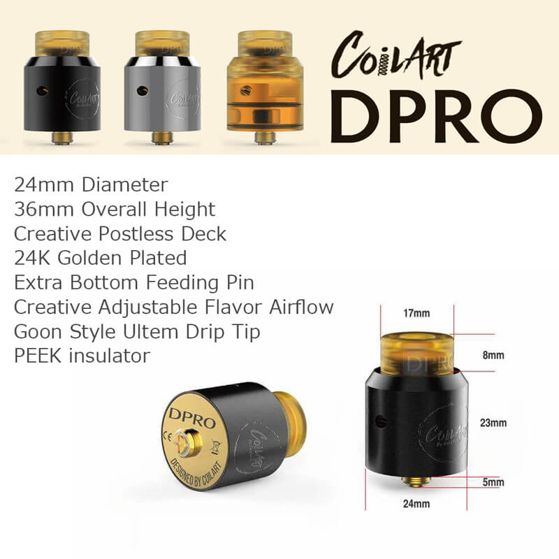 CoilART DPRO (ディープロ) RDA ドリッパー アトマイザー ポストレスデッキ