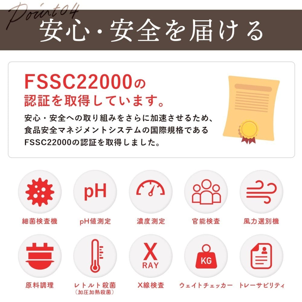 安心・安全を届ける FSSC22000の認証を取得