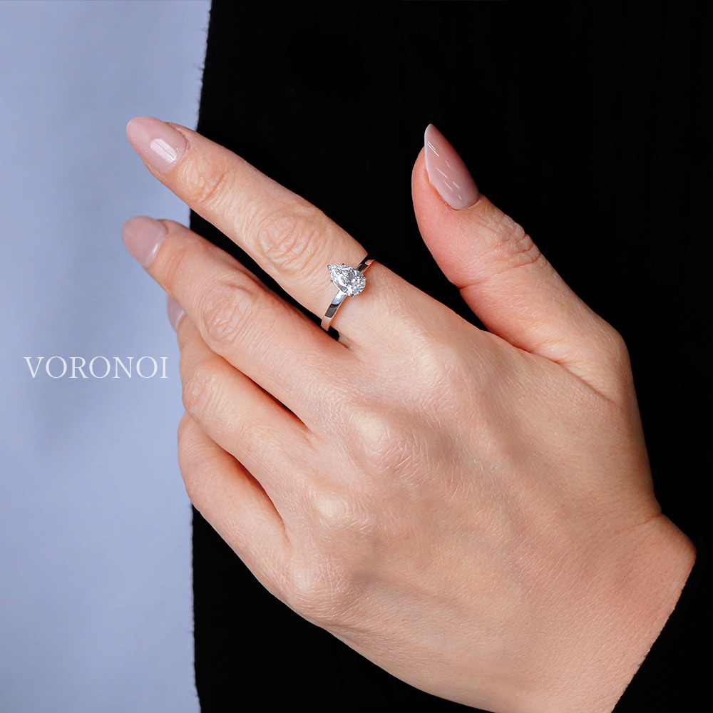 ペアシェイプ ラボグロウン ダイヤモンド リング 1ct｜K18/Pt950