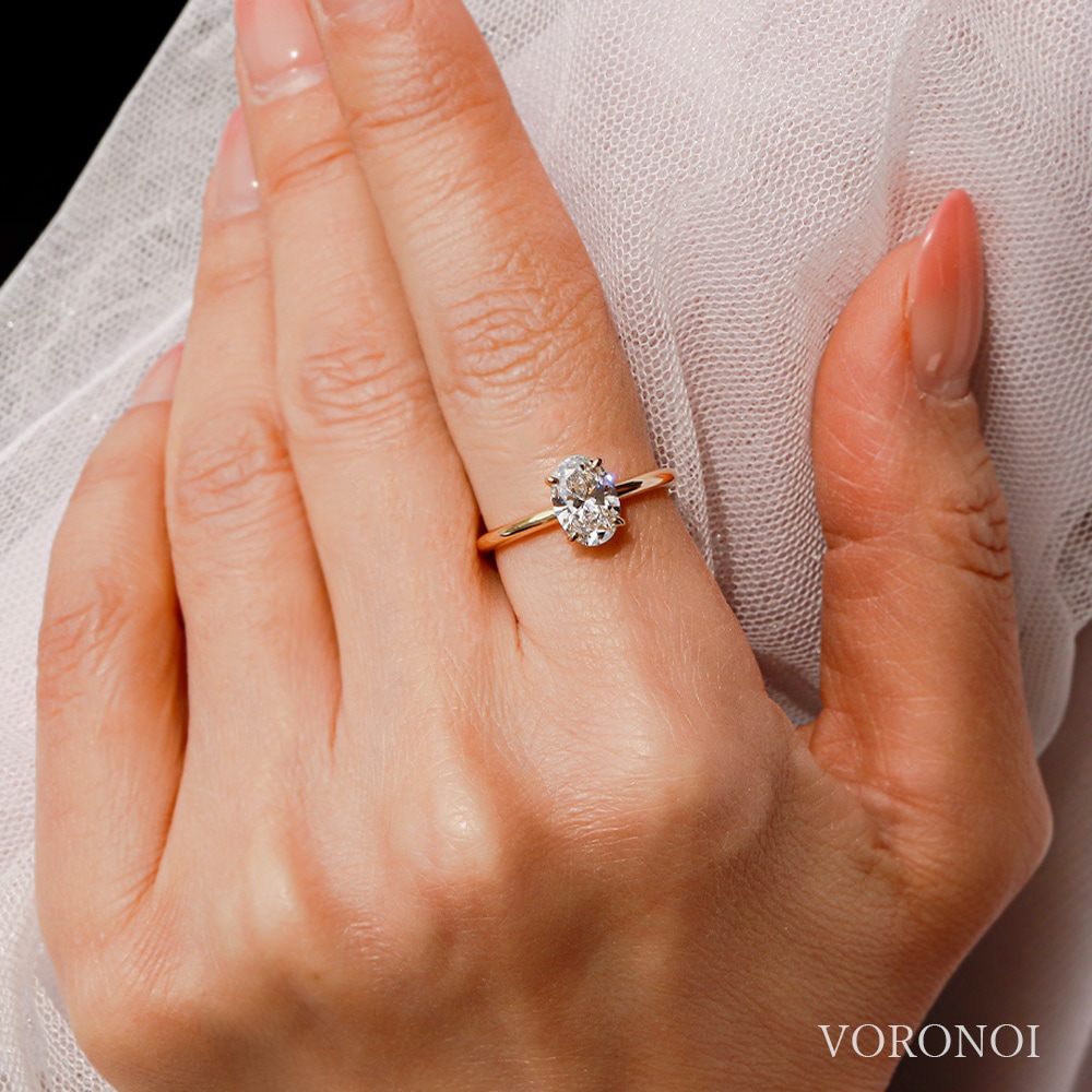 1ct ラボグロウンダイヤモンド リング オーバル｜K18・Pt950｜婚約指輪
