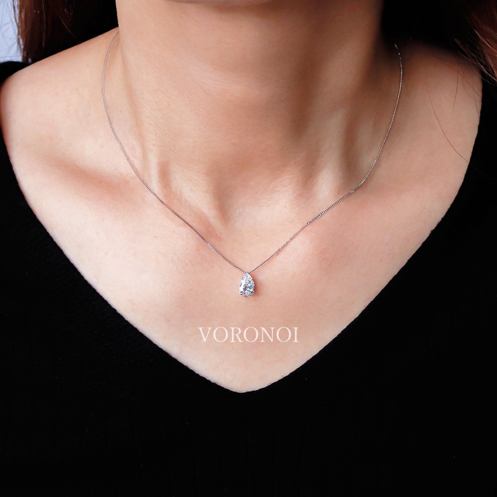 ペアシェイプ ラボグロウン ダイヤモンド ネックレス 1ct｜K18/PT950