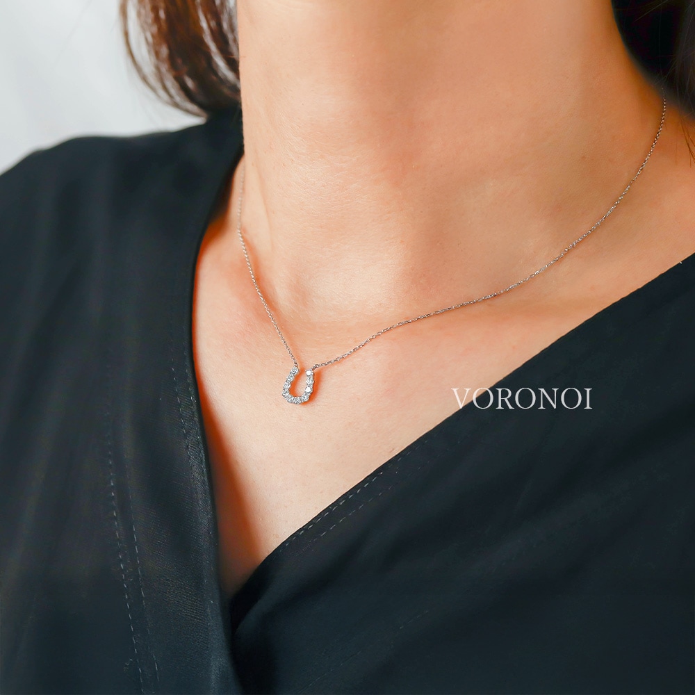 ラボグロウンダイヤモンド 馬蹄ネックレス 0.3ct K18YG/K18WG/Pt950