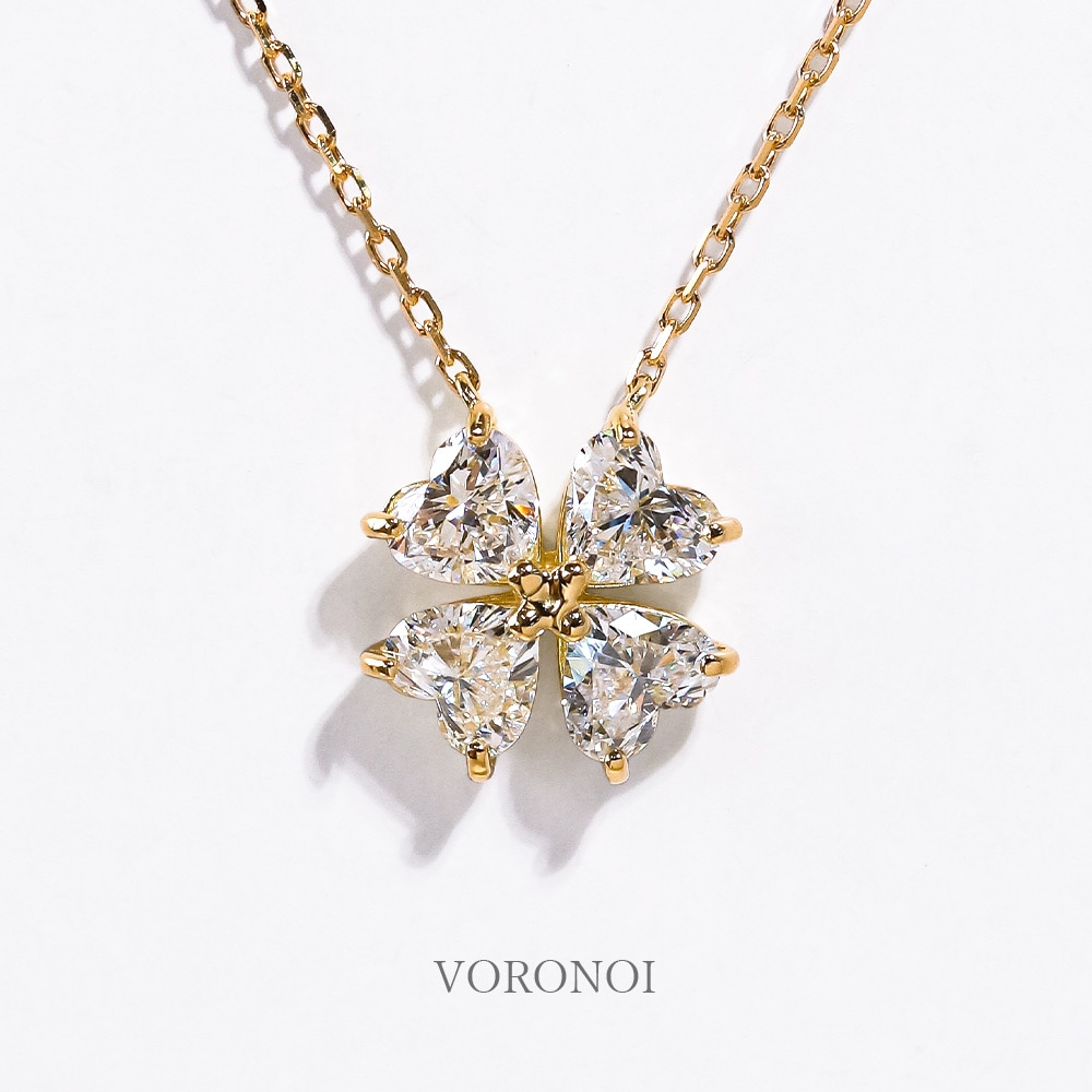 0.7ct ハートシェイプ ラボグロウンダイヤモンド クローバーネックレス