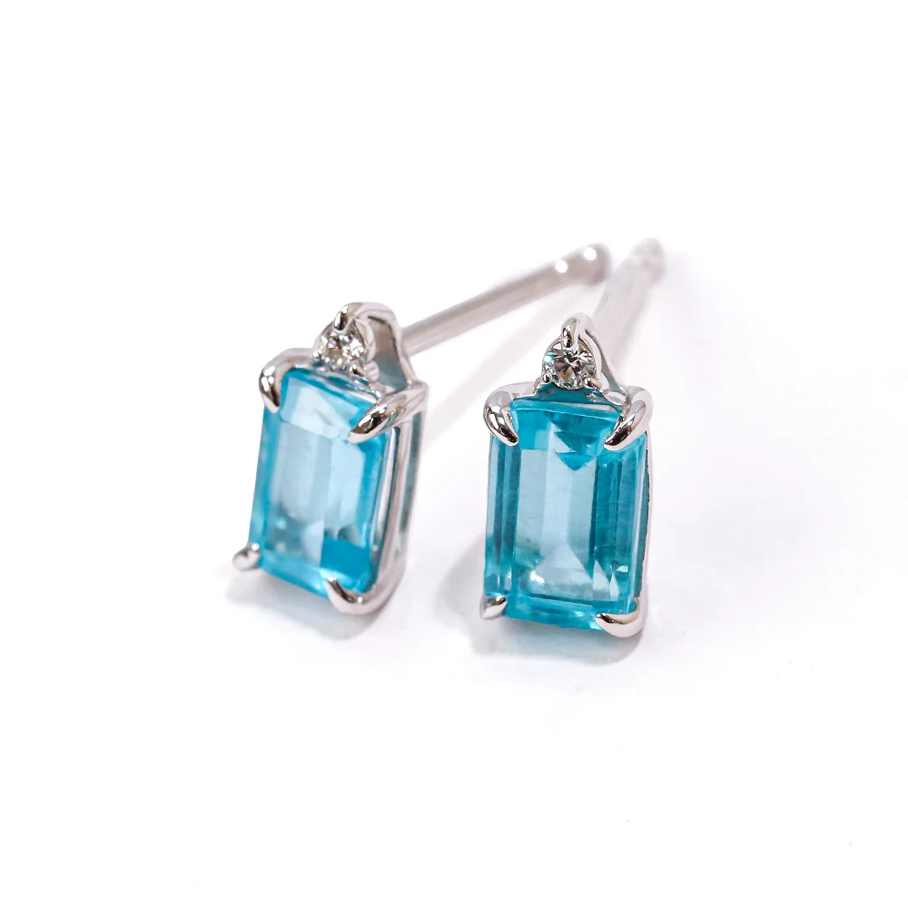 4種類から選べる】天然カラーストーン スクエア ピアス K18 Pt950