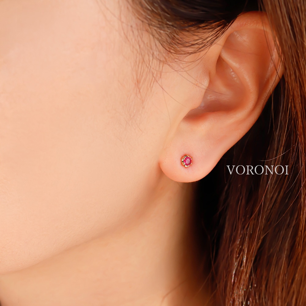 【sold out】天然石デザインピアス　no.101 12石から選べる】誕生石 ピアス K18・Pt950｜一粒 天然石 約3mm｜誕生