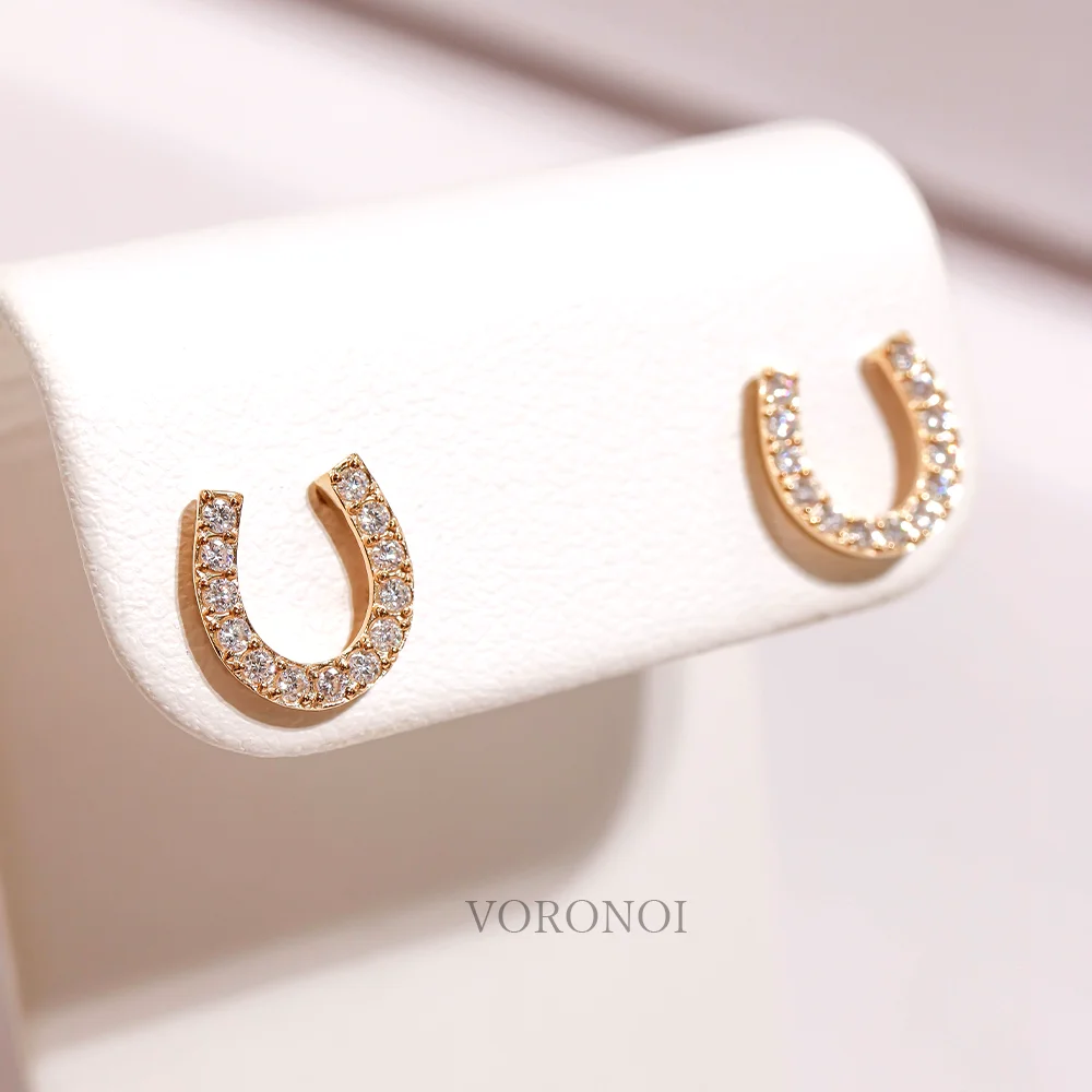 馬蹄ピアス K18・Pt950 ダイヤモンド計0.16ct｜VORONOI