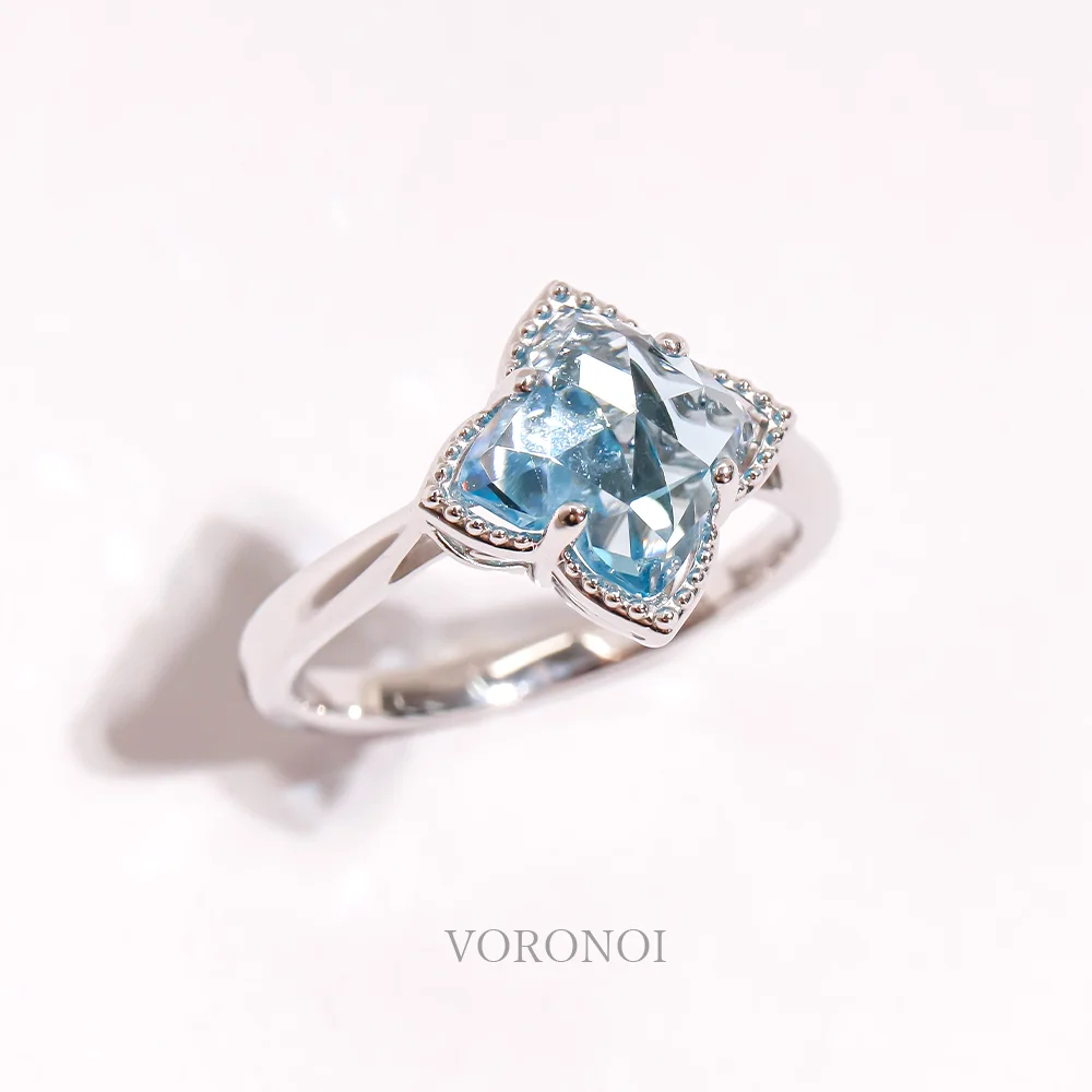 MINAMO Water Lily リリーローズカット カラーストーンリング正面デザイン