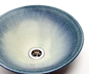 青磁流しソリ型手洗い鉢【小型サイズ】信楽焼き手洗器！陶器の手水鉢