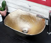 火色窯肌　長角型　手洗い鉢