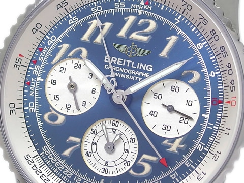 ブライトリング ナビタイマー ツインシックスティ2 A39022.1 ブルー文字盤 自動巻 OH済 1999年 USED Breitling