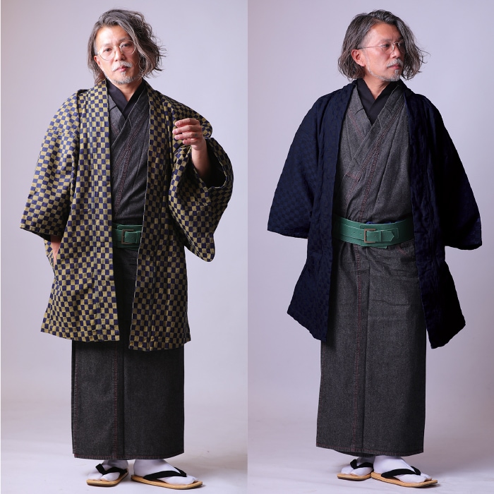 市松デニム羽織 男女兼用 5色展開 日本製 こだわり羽織