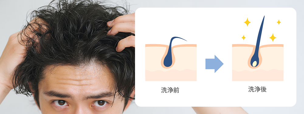ベタつく頭皮を洗って、髪のボリューム感アップ