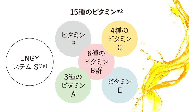 「ENGYステムS??」と15種のビタミンを高濃度配合