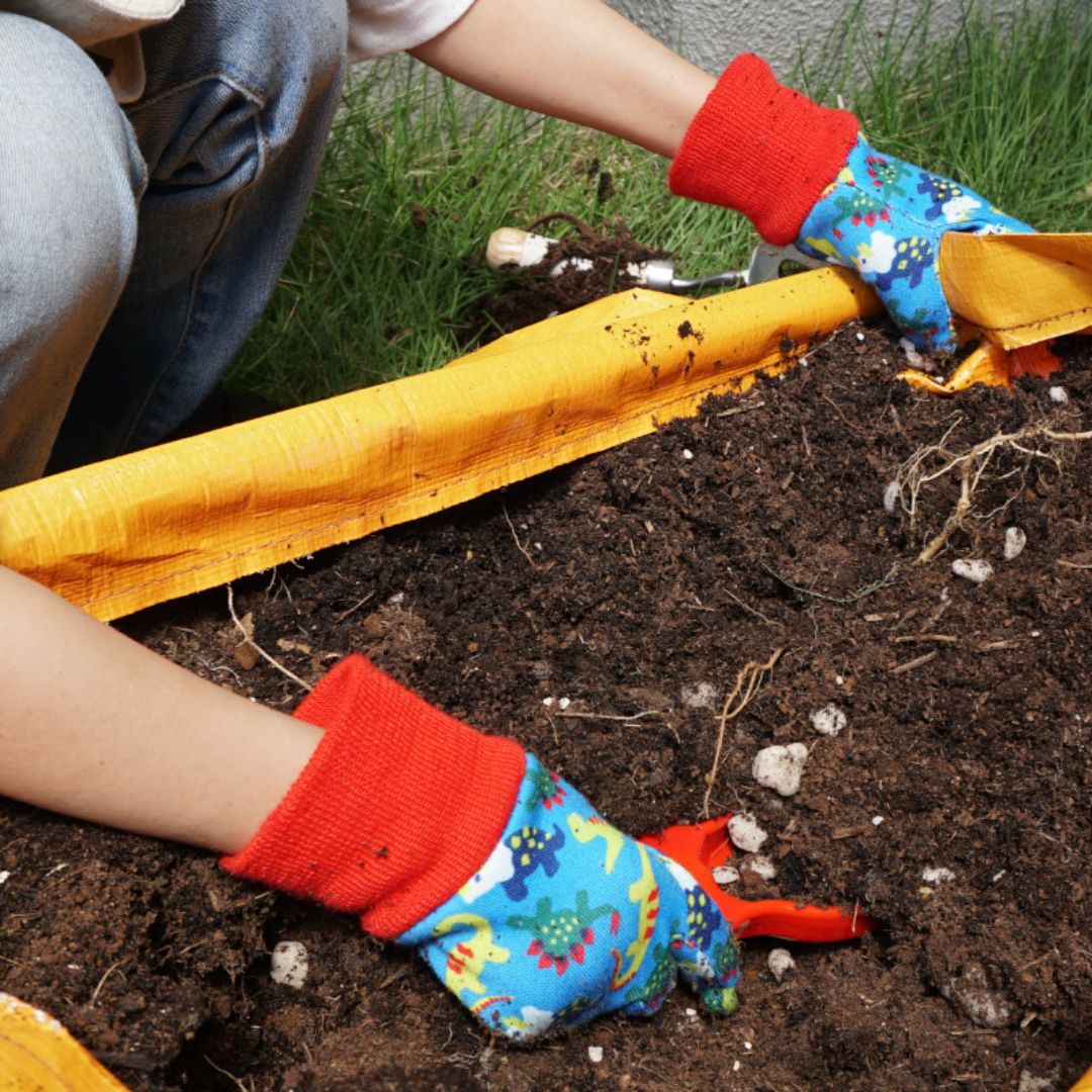 Kids Dinosaur Gardening Gloves Blue