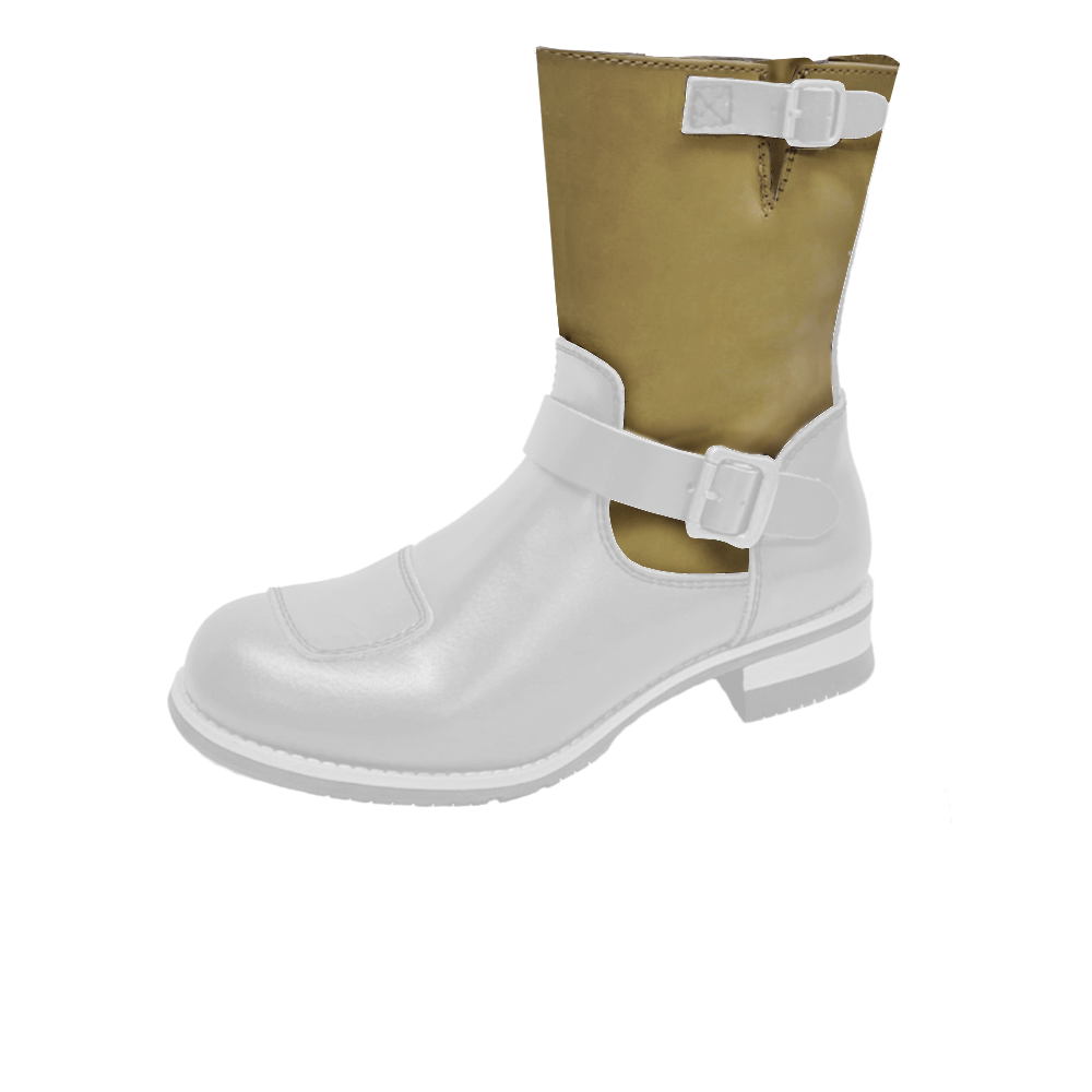 ホワイトバイクブーツ 金色エンブレム付き ホワイトバイクブーツ 金色エンブレム付き ゴールドウイン バイク