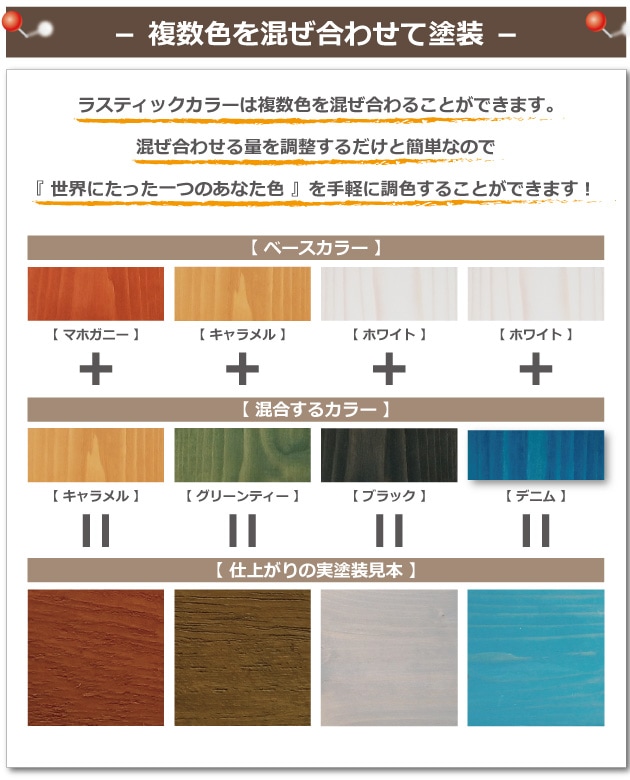 ラスティックカラーを複数色混ぜ合わせて塗装する