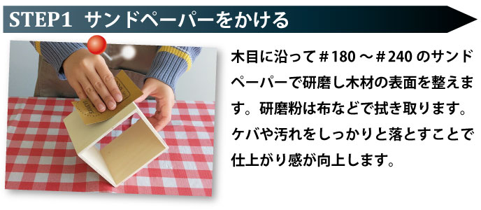 塗装方法STEP1:サンドペーパーをかける