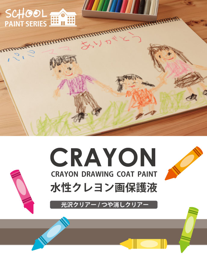 クレヨン画用コーティング塗料「水性クレヨン保護液」イメージ画像