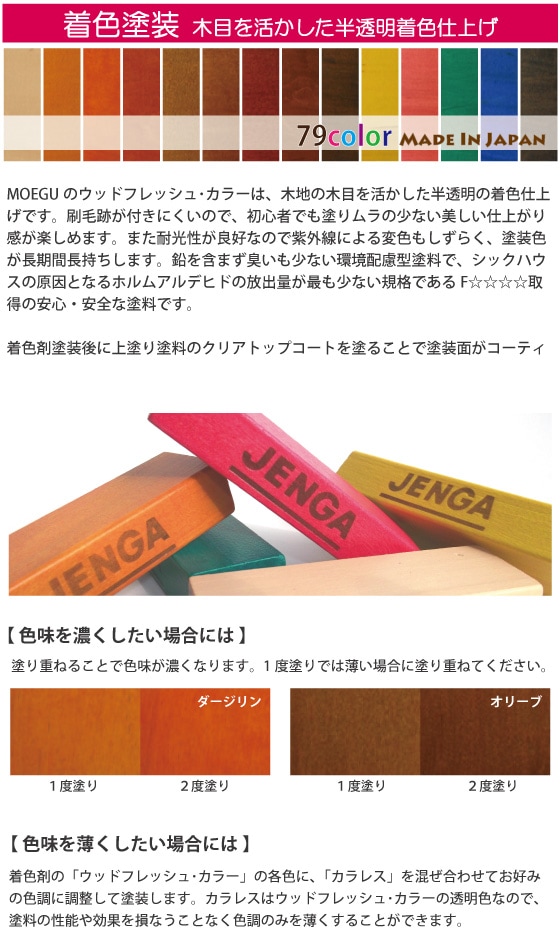 屋内用木製品着色塗料ウッドフレッシュ・カラーの特長