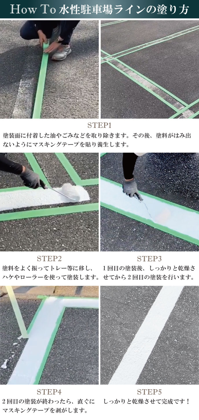 水性駐車場ラインの塗り方