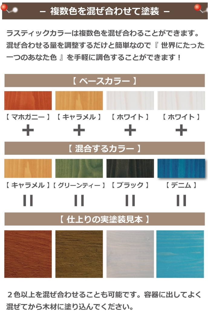 ラスティックカラーを複数色混ぜ合わせて塗装する